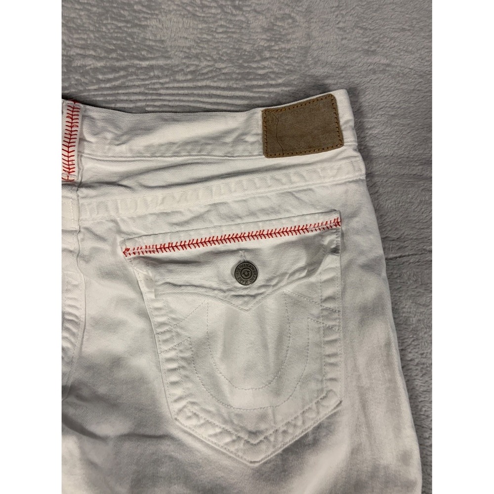 True Religion Ricky Relaxed Straight Jeans Men's Size 38 White Cotton Used - Picture 7 of 12